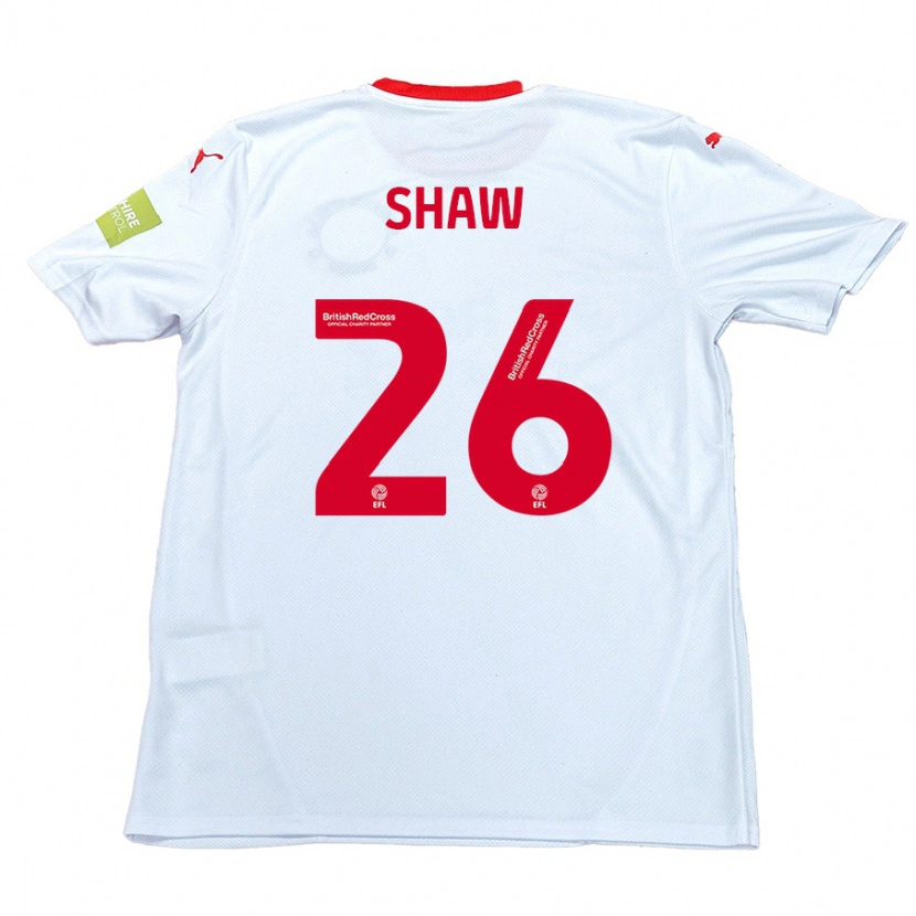 Danxen Mænd Liam Shaw #26 Hvid Udebane Spillertrøjer 2024/25 Trøje T-Shirt