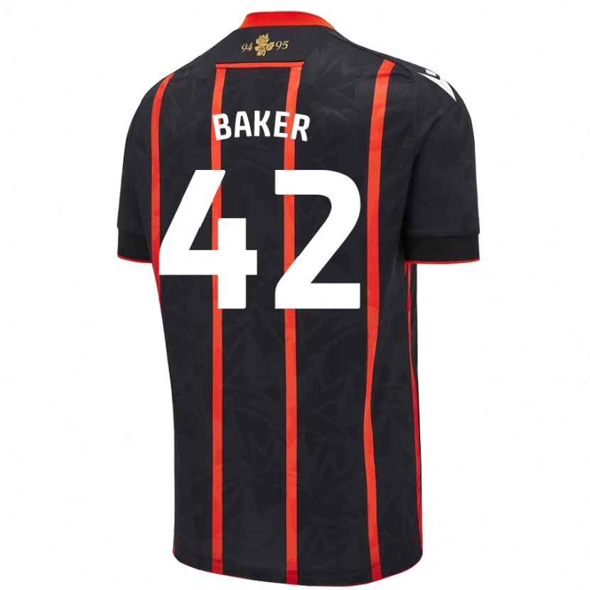 Danxen Mænd Lewis Baker #42 Sort Rød Udebane Spillertrøjer 2024/25 Trøje T-Shirt