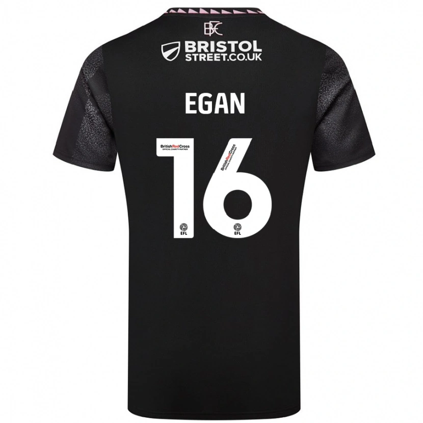Danxen Mænd John Egan #16 Sort Udebane Spillertrøjer 2024/25 Trøje T-Shirt