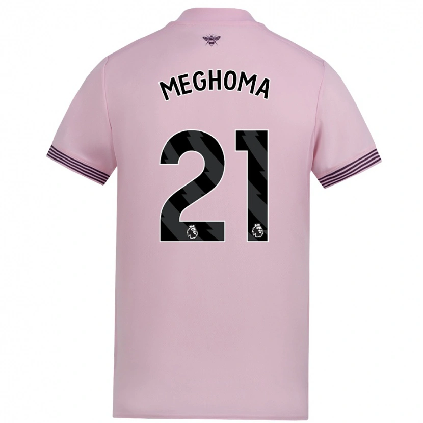 Danxen Mænd Jayden Meghoma #21 Lyserød Udebane Spillertrøjer 2024/25 Trøje T-Shirt