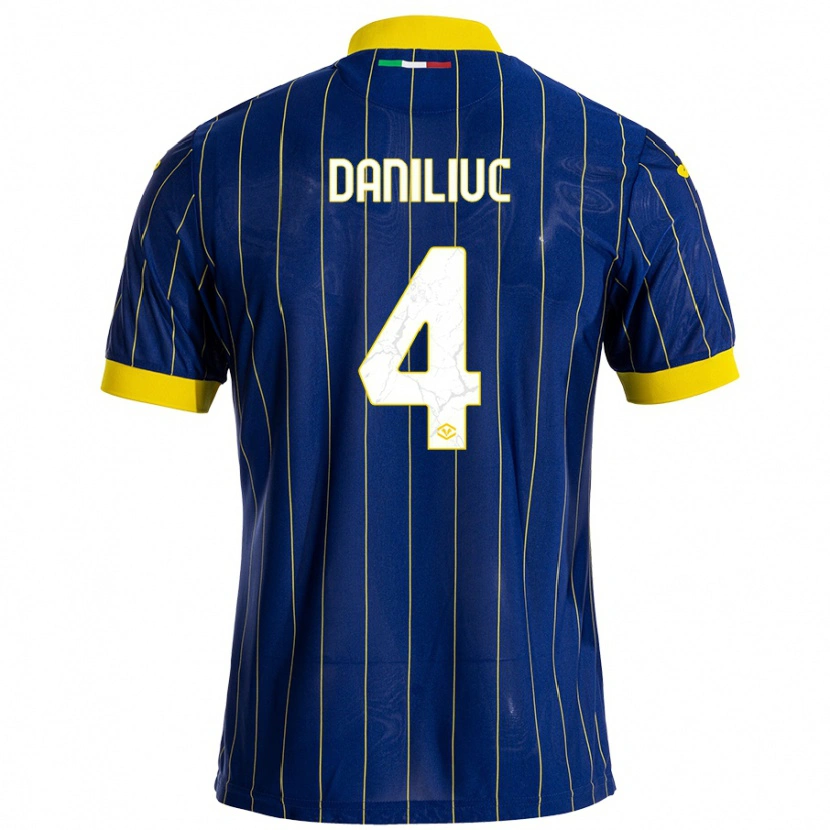 Danxen Mænd Flavius Daniliuc #4 Blå Gul Hjemmebane Spillertrøjer 2024/25 Trøje T-Shirt