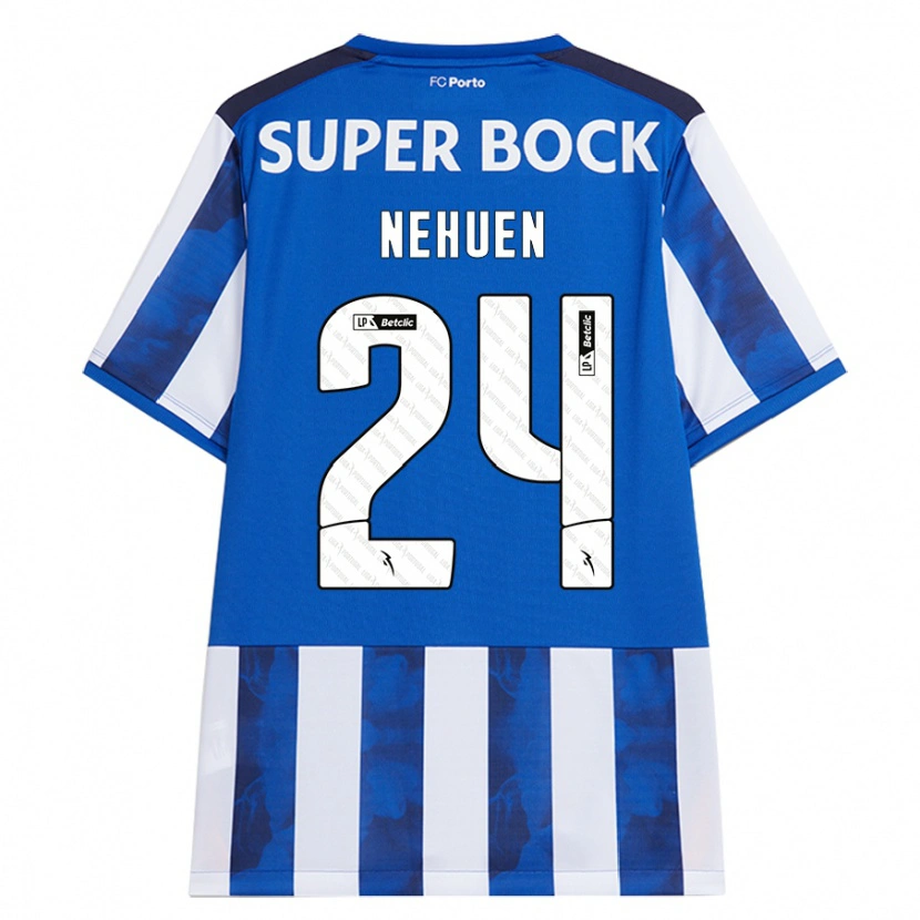 Danxen Mænd Nehuén Pérez #24 Blå Hvid Hjemmebane Spillertrøjer 2024/25 Trøje T-Shirt