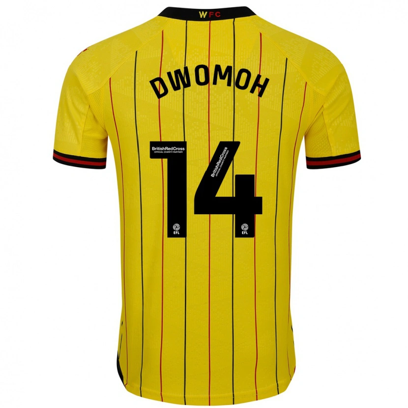 Danxen Mænd Pierre Dwomoh #14 Gul Sort Hjemmebane Spillertrøjer 2024/25 Trøje T-Shirt