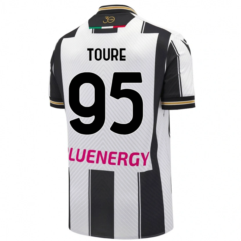 Danxen Mænd Isaak Touré #95 Hvid Sort Hjemmebane Spillertrøjer 2024/25 Trøje T-Shirt