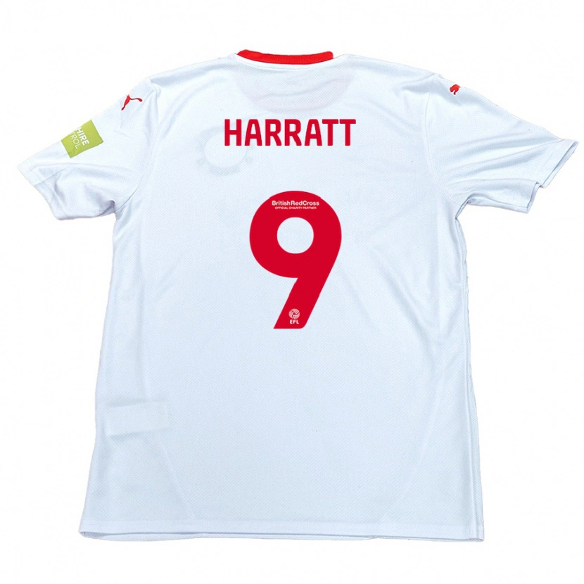 Danxen Mænd Kian Harratt #9 Hvid Udebane Spillertrøjer 2024/25 Trøje T-Shirt