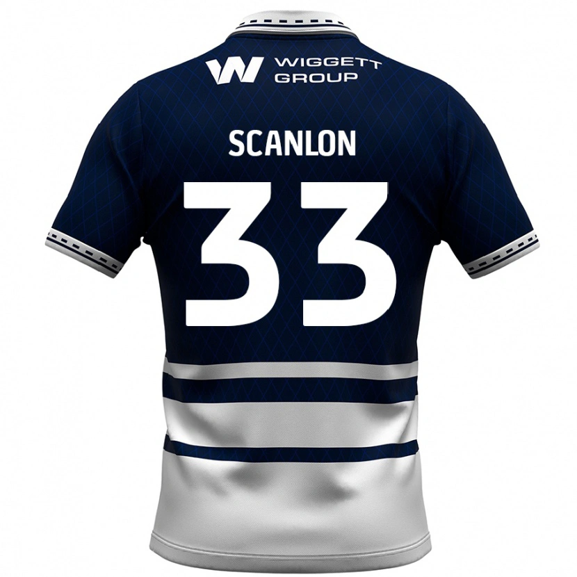 Danxen Kvinder Calum Scanlon #33 Marineblå Hvid Hjemmebane Spillertrøjer 2024/25 Trøje T-Shirt