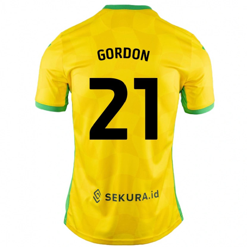 Danxen Kvinder Kaide Gordon #21 Gul Grøn Hjemmebane Spillertrøjer 2024/25 Trøje T-Shirt