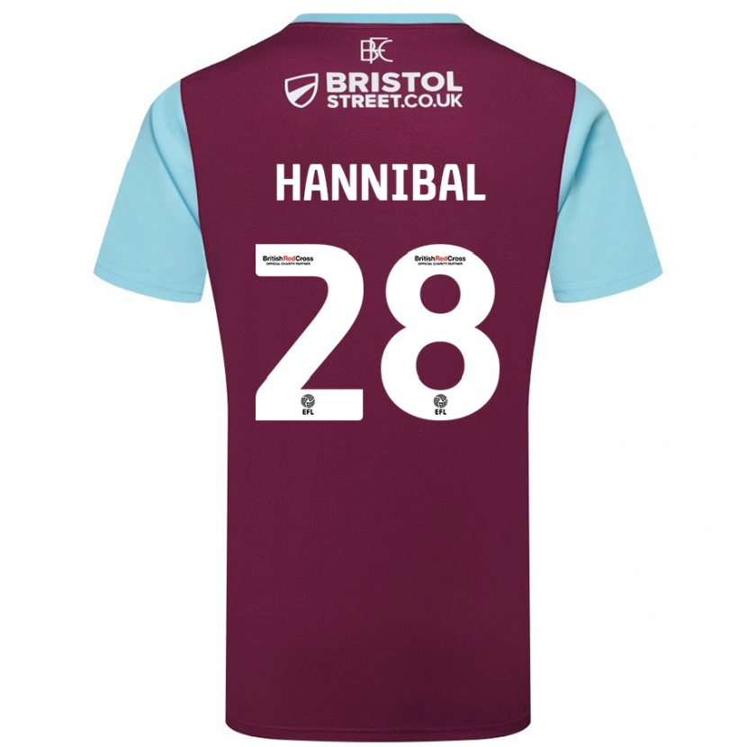Danxen Kvinder Hannibal #28 Burgund Himmelblå Hjemmebane Spillertrøjer 2024/25 Trøje T-Shirt