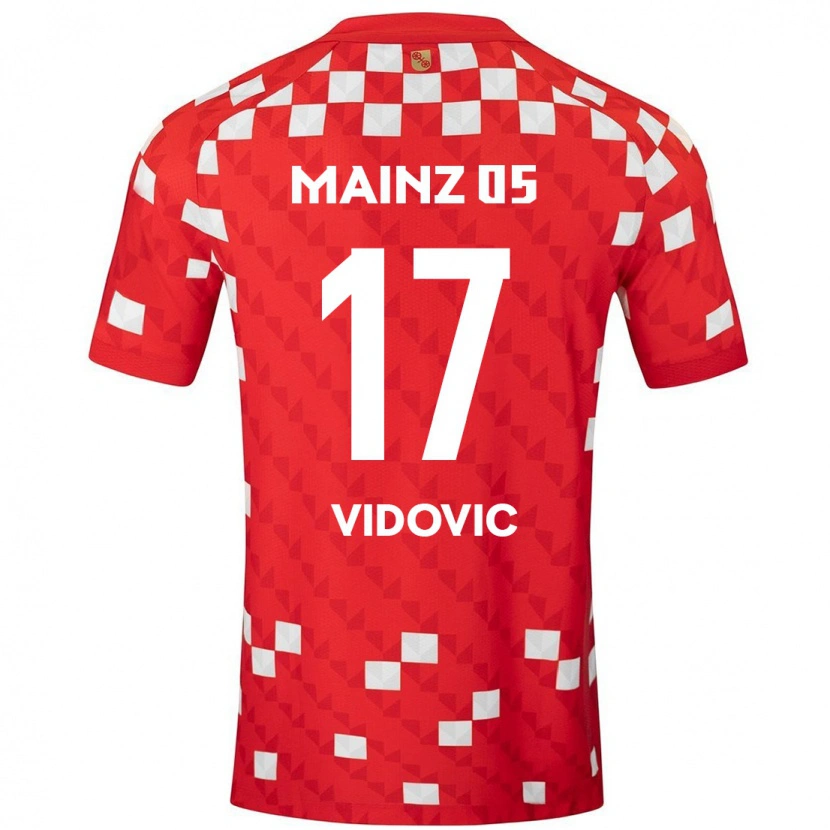 Danxen Kvinder Gabriel Vidovic #17 Hvid Rød Hjemmebane Spillertrøjer 2024/25 Trøje T-Shirt