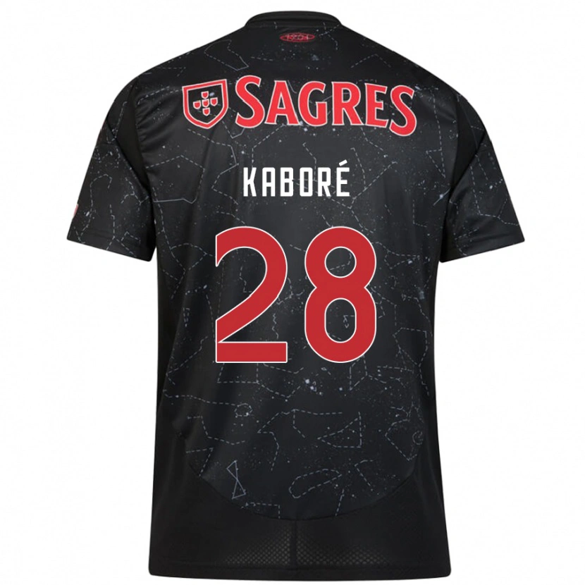 Danxen Kvinder Issa Kaboré #28 Sort Rød Udebane Spillertrøjer 2024/25 Trøje T-Shirt