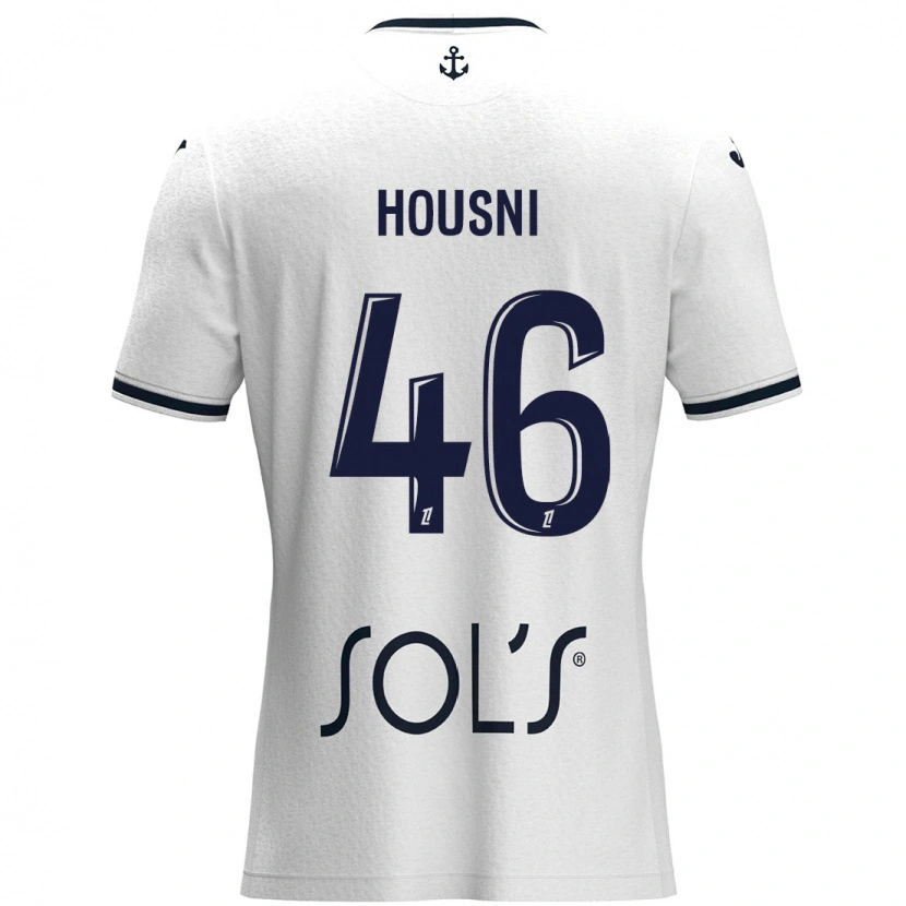 Danxen Kvinder Ilyes Housni #46 Hvid Mørkeblå Udebane Spillertrøjer 2024/25 Trøje T-Shirt