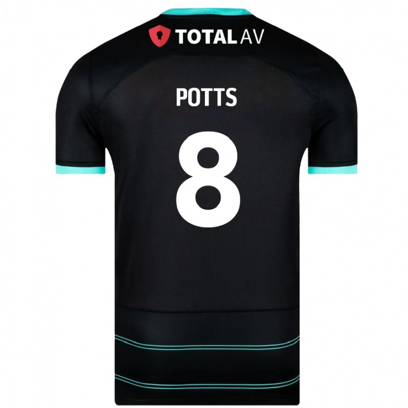 Danxen Kvinder Freddie Potts #8 Sort Udebane Spillertrøjer 2024/25 Trøje T-Shirt