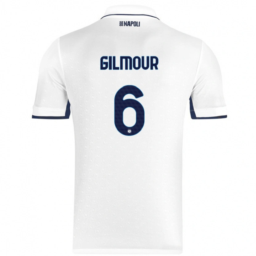 Danxen Kvinder Billy Gilmour #6 Hvid Kongeblå Udebane Spillertrøjer 2024/25 Trøje T-Shirt
