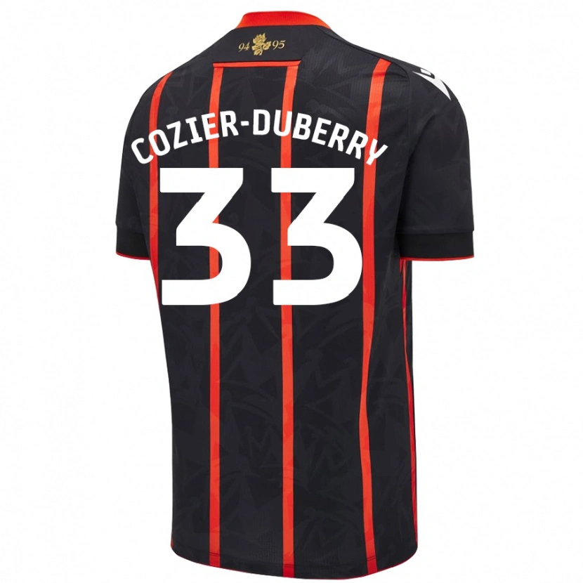 Danxen Kvinder Amario Cozier-Duberry #33 Sort Rød Udebane Spillertrøjer 2024/25 Trøje T-Shirt