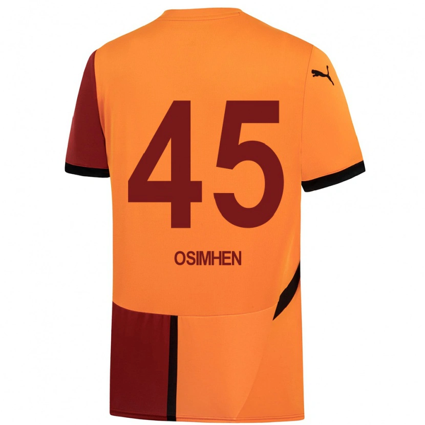 Danxen Kvinder Victor Osimhen #45 Gul Rød Hjemmebane Spillertrøjer 2024/25 Trøje T-Shirt