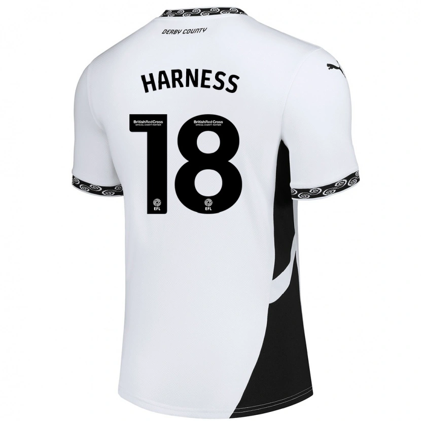 Danxen Kvinder Marcus Harness #18 Hvid Sort Hjemmebane Spillertrøjer 2024/25 Trøje T-Shirt