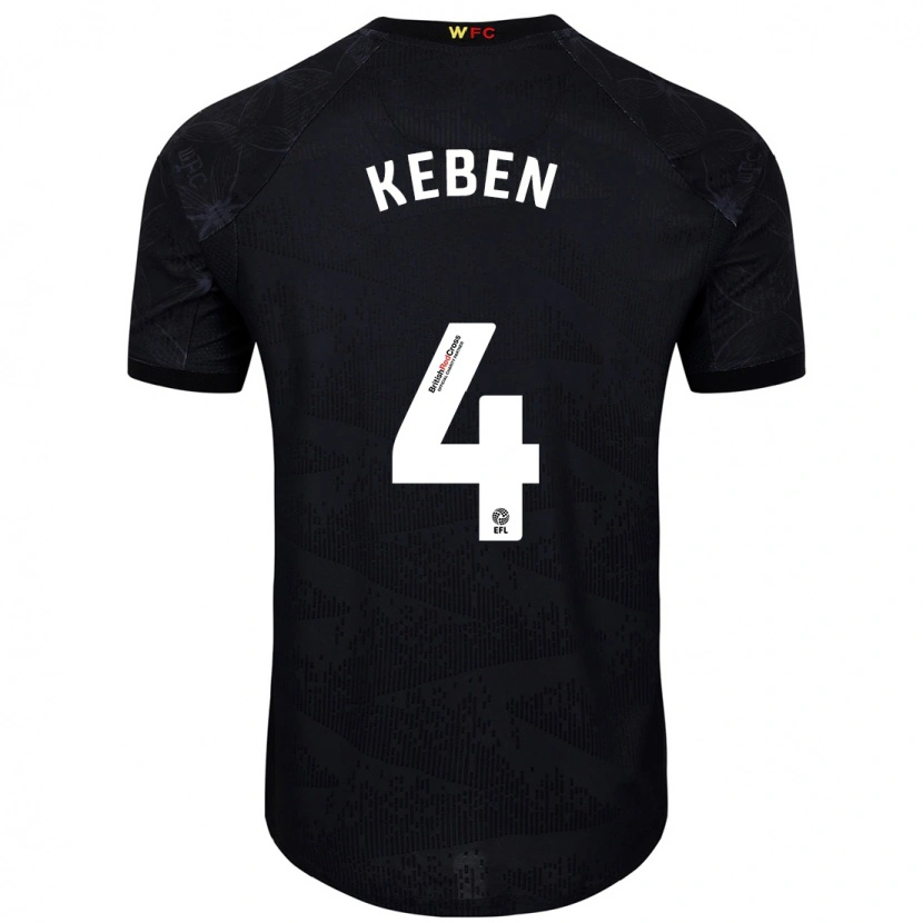 Danxen Kvinder Kévin Keben #4 Sort Hvid Udebane Spillertrøjer 2024/25 Trøje T-Shirt