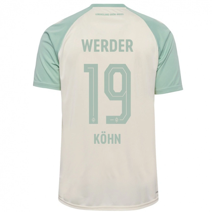 Danxen Kvinder Derrick Köhn #19 Råhvid Lysegrøn Udebane Spillertrøjer 2024/25 Trøje T-Shirt