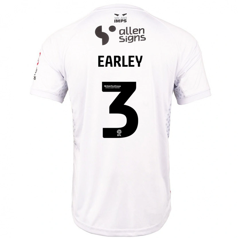 Danxen Kvinder Saxon Earley #3 Rød Hvid Udebane Spillertrøjer 2024/25 Trøje T-Shirt