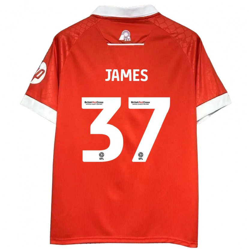 Danxen Kvinder Matty James #37 Rød Hvid Hjemmebane Spillertrøjer 2024/25 Trøje T-Shirt