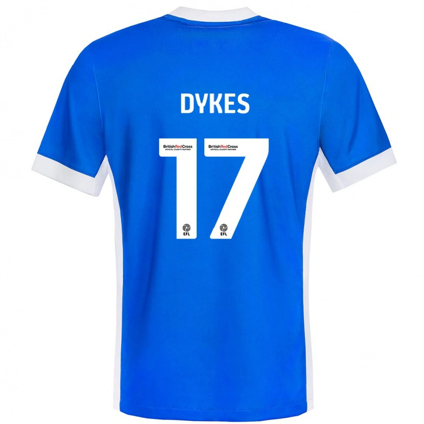 Danxen Kvinder Lyndon Dykes #17 Blå Hvid Hjemmebane Spillertrøjer 2024/25 Trøje T-Shirt
