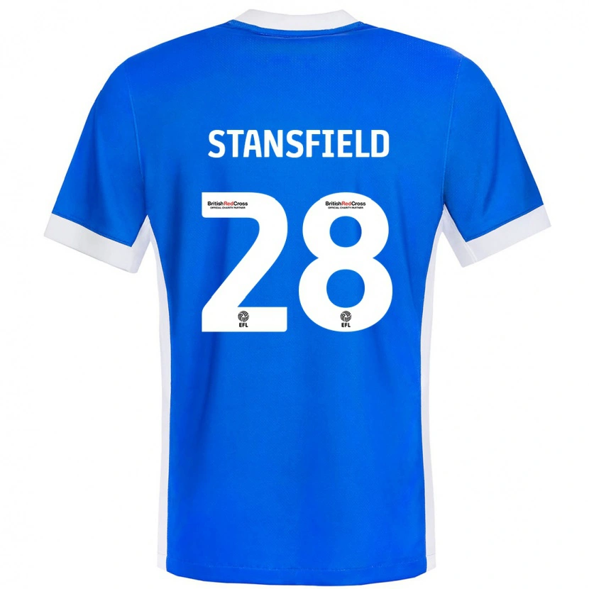 Danxen Kvinder Jay Stansfield #28 Blå Hvid Hjemmebane Spillertrøjer 2024/25 Trøje T-Shirt