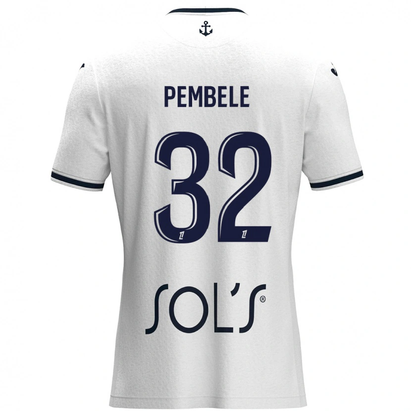 Danxen Kvinder Timothée Pembélé #32 Hvid Mørkeblå Udebane Spillertrøjer 2024/25 Trøje T-Shirt