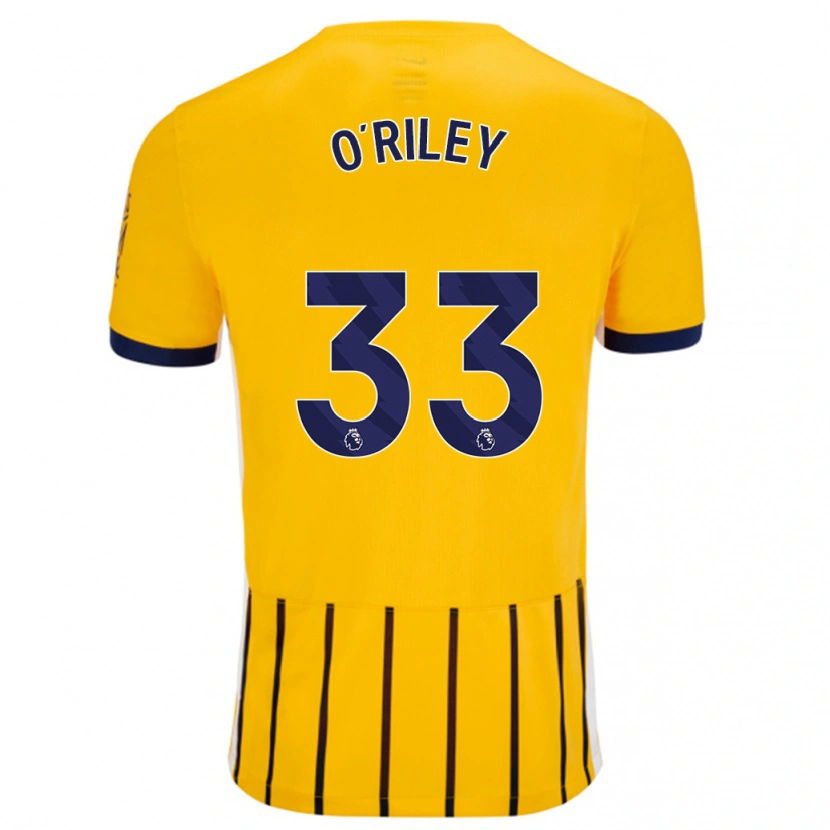 Danxen Kvinder Matt O'riley #33 Guldblå ​​Nålestriber Udebane Spillertrøjer 2024/25 Trøje T-Shirt