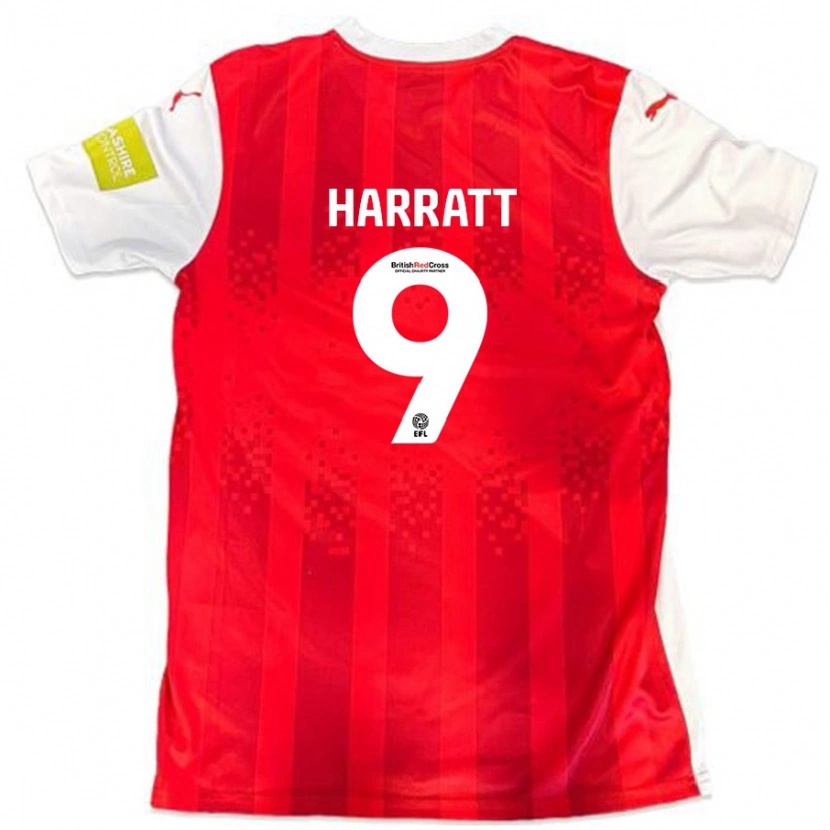 Danxen Kvinder Kian Harratt #9 Rød Hvid Hjemmebane Spillertrøjer 2024/25 Trøje T-Shirt