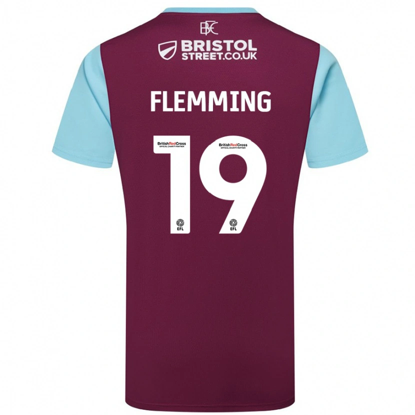 Danxen Kvinder Zian Flemming #19 Burgund Himmelblå Hjemmebane Spillertrøjer 2024/25 Trøje T-Shirt