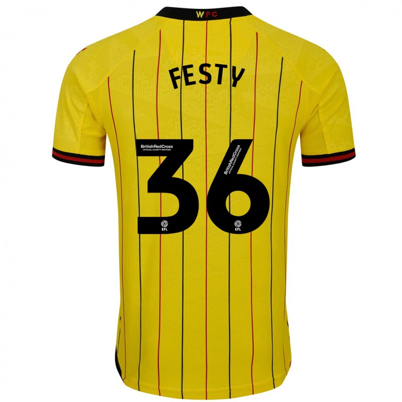 Danxen Kvinder Festy Ebosele #36 Gul Sort Hjemmebane Spillertrøjer 2024/25 Trøje T-Shirt