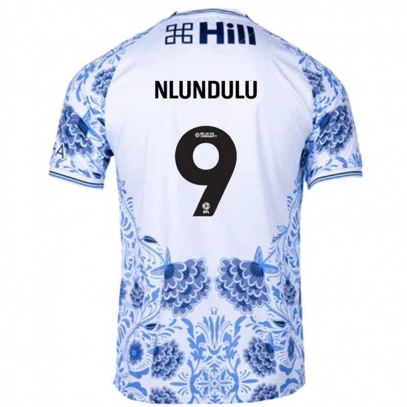 Danxen Kvinder Dan Nlundulu #9 Hvid Blå Udebane Spillertrøjer 2024/25 Trøje T-Shirt