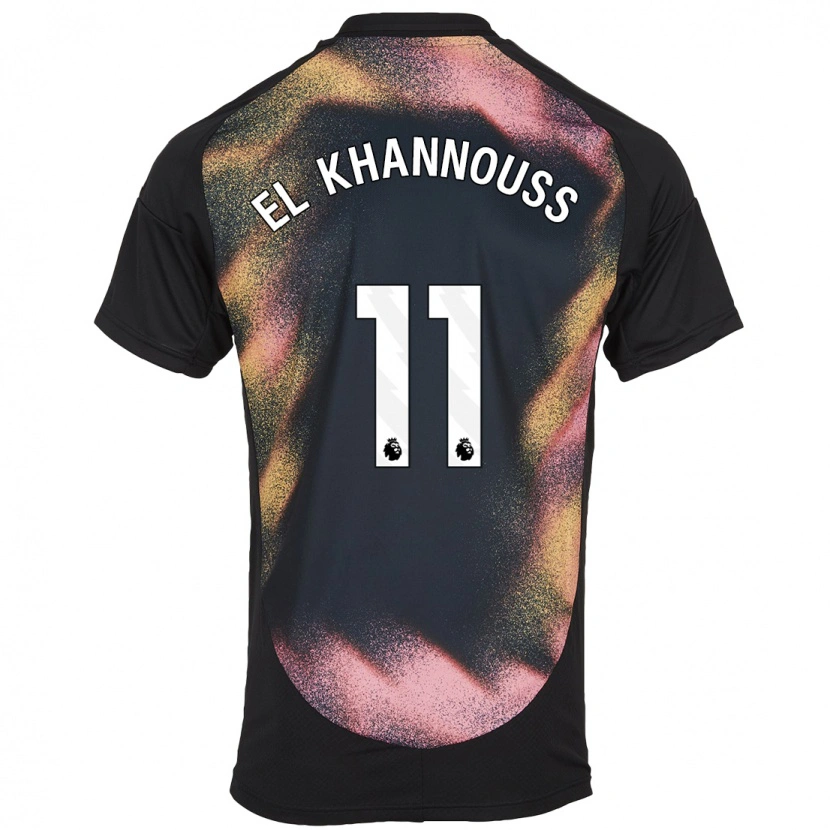 Danxen Kvinder Bilal El Khannouss #11 Sort Hvid Udebane Spillertrøjer 2024/25 Trøje T-Shirt
